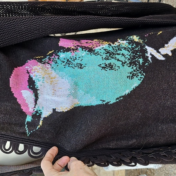 Leifsdottir Anthropologie Brown Open Cardigan with Colorful Bird Accent XS - Picture 2 of 12